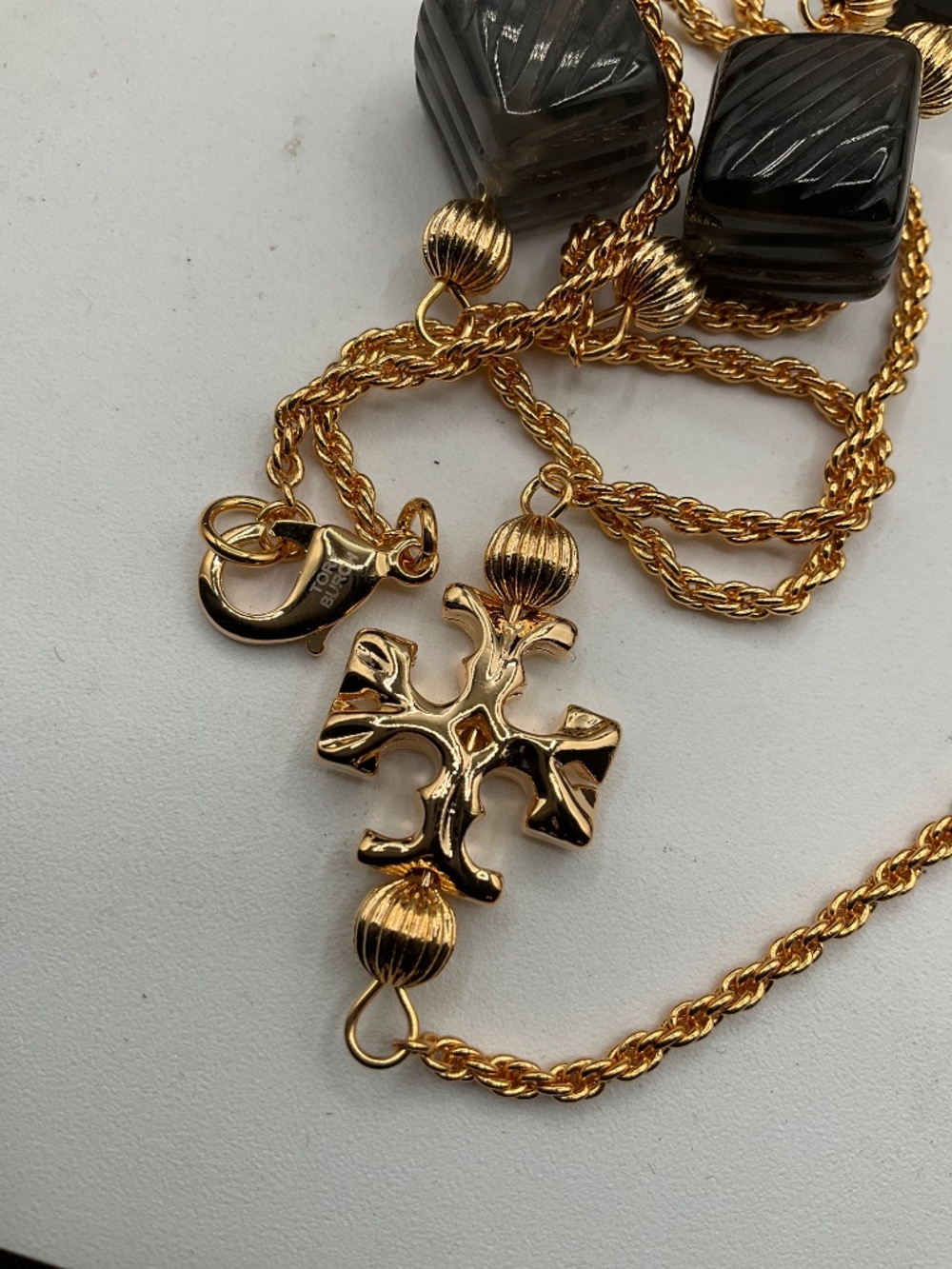 Tory Burch Gold Necklace with Black Beads - Picture 4 of 4